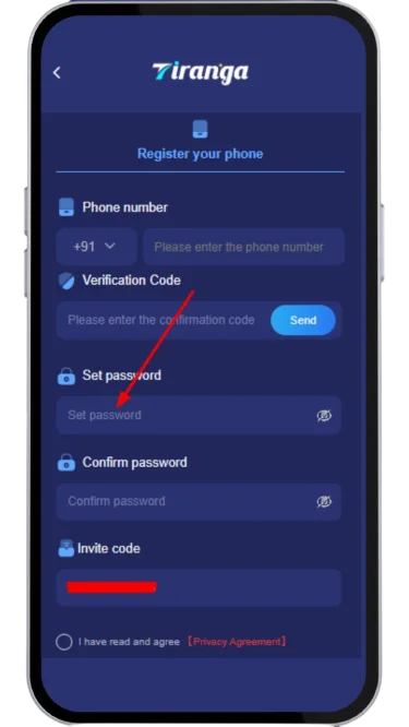 Create a strong password for registration